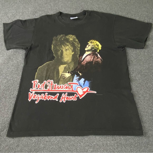 Vintage 90s Rod Stewart Vagabond Heart Tour Single Stitched Men’s T-Shirt Sz L - Picture 2 of 10